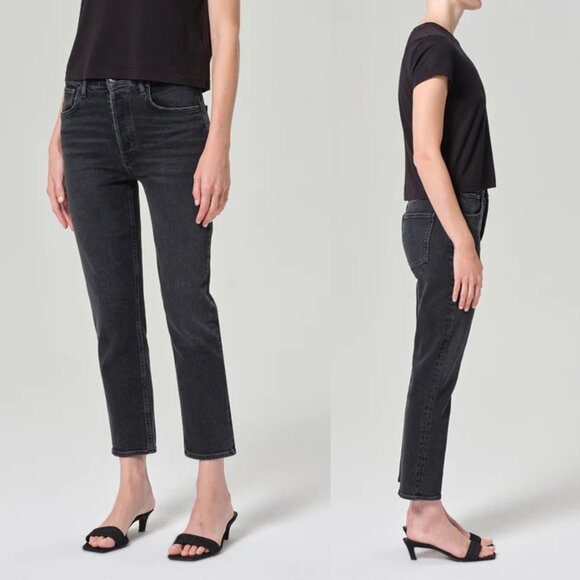 Agolde Riley High Rise Straight Crop Jeans In Panoramic Size 31 - Picture 2 of 9